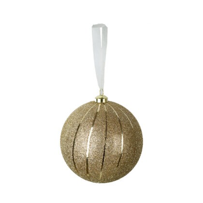 BOLA CHAMPAGNE COM GLITTER C/ 2 - DIAM 10 CM (CE0598)