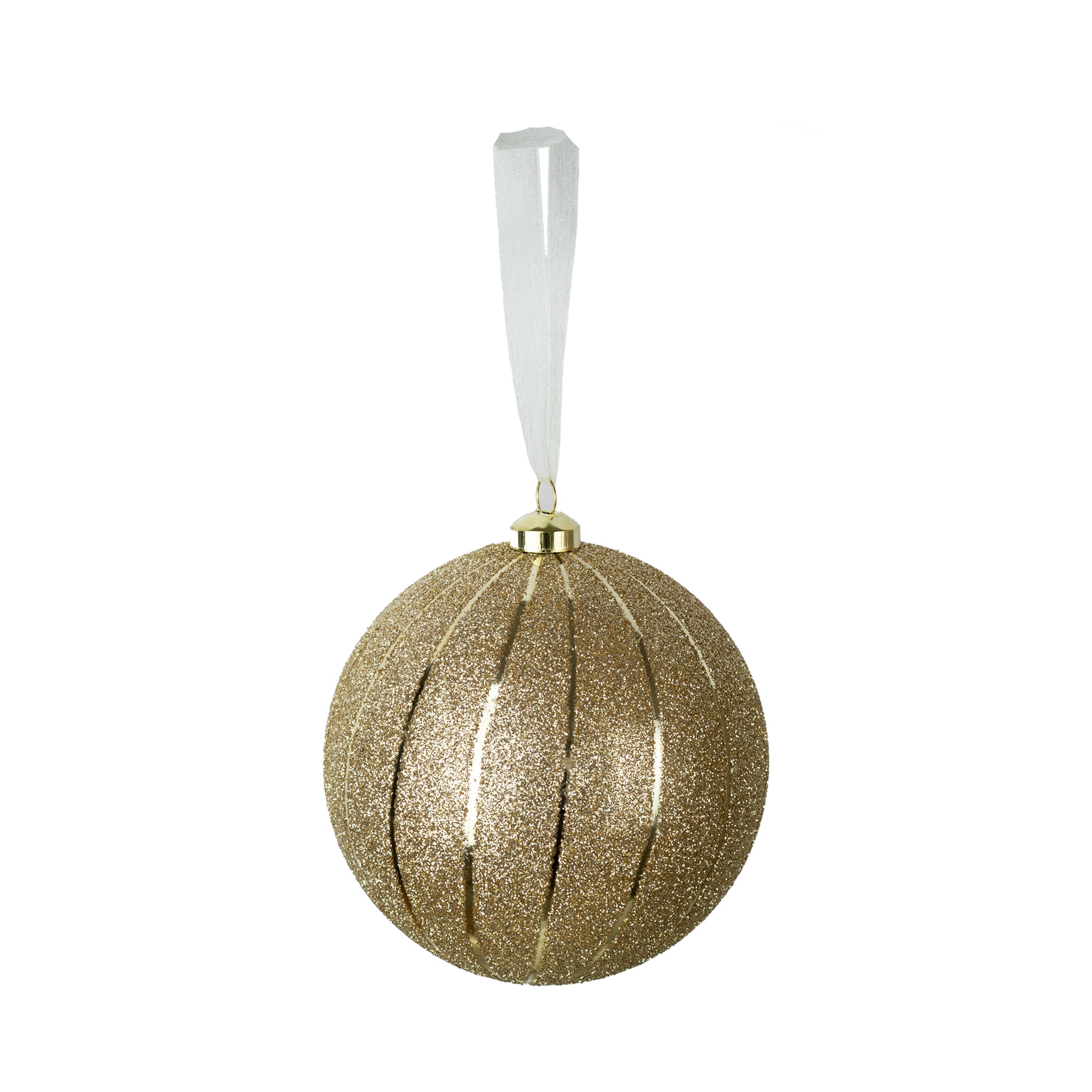 BOLA CHAMPAGNE COM GLITTER C/ 2 - DIAM 10 CM (CE0598)