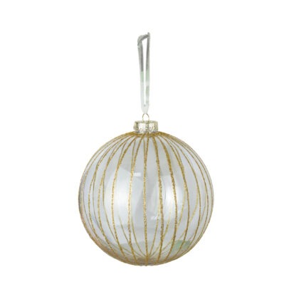 BOLA TRANSPARENTE COM DOURADO C/ 2 - DIAM 10 CM (CE0601)