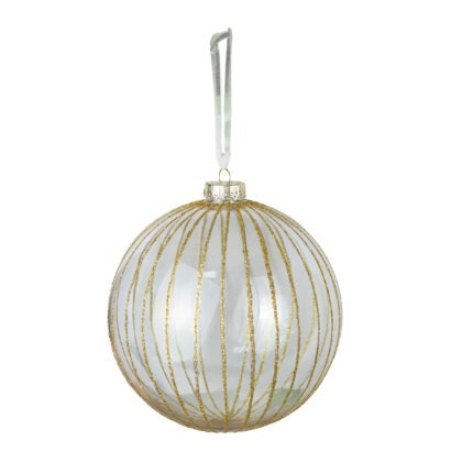BOLA TRANSPARENTE COM DOURADO C/ 1 - DIAM 15 CM (CE0602)