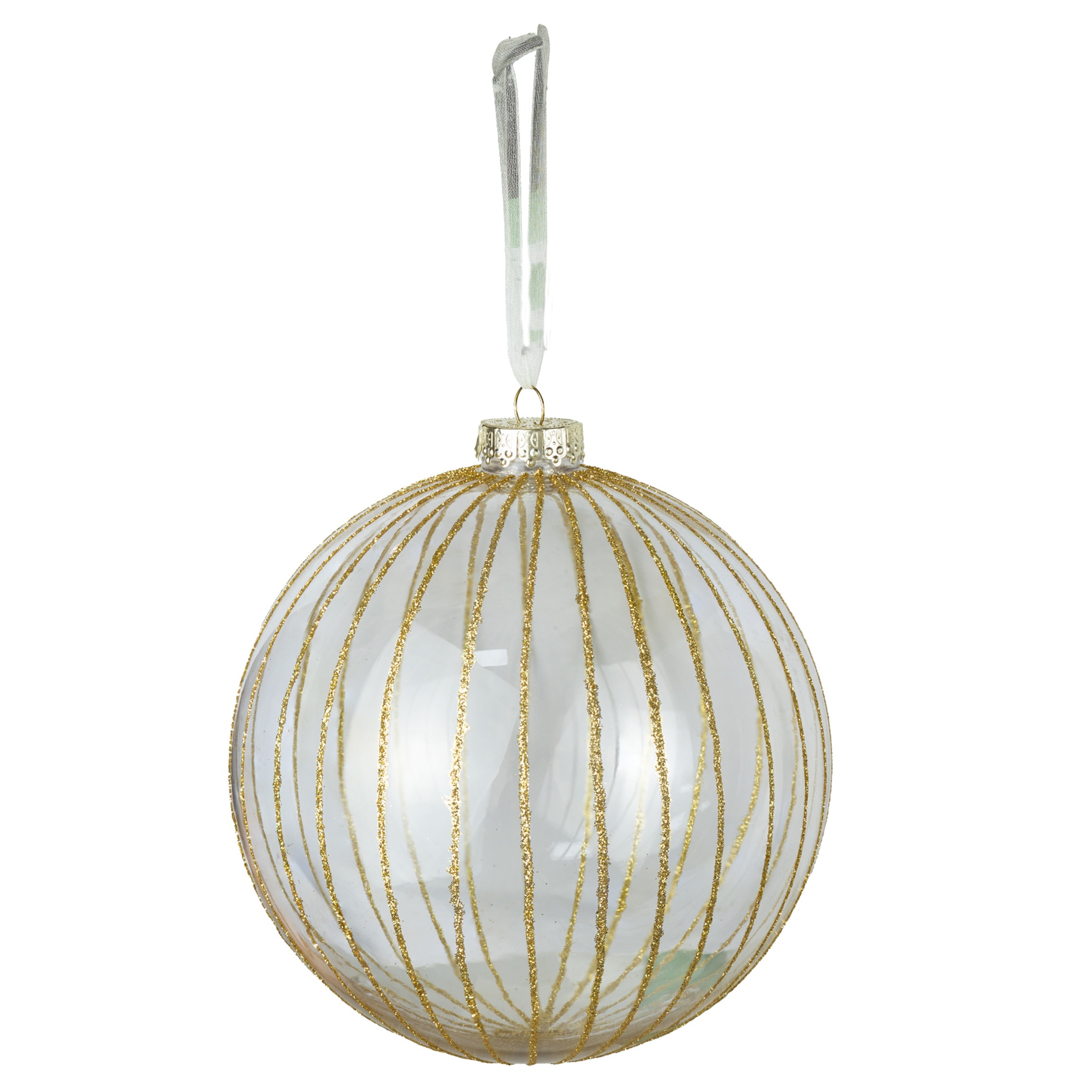 BOLA TRANSPARENTE COM DOURADO C/ 1 - DIAM 20 CM (CE0603)