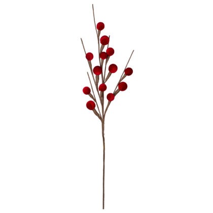 HASTE BOLINHAS VELUDO VERMELHO X 13 - ALT 70 CM (CF1081)