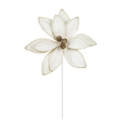POINSETIA BEGE COM PINHA X 11 - ALT 35 X DIAM 27 CM (CF1082)