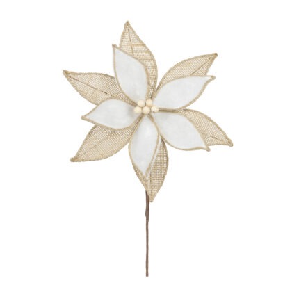 POINSETIA RUSTICA COM BORDA BEGE X 11 - ALT 35 X DIAM 27 CM (CF1085)