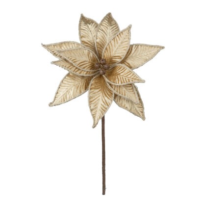 POINSETIA VELUDO MOSTARDA COM GUIZO X 12 - ALT 35 X DIAM 27 CM (CF1086)
