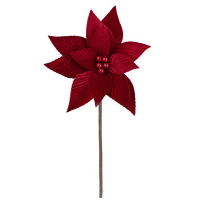 POINSETIA VELUDO VERMELHO X 13 - ALT 35 X DIAM 27 CM (CF1095)