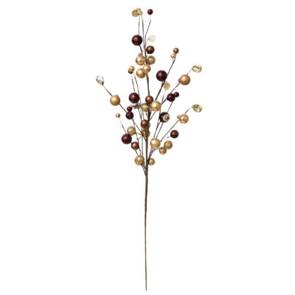 HASTE BOLINHAS MARSALA E CRISTAIS AMBAR - ALT 60 CM (CF1188)