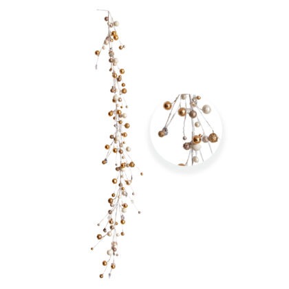 PENDENTE BOLINHAS CHAMPAGNE E CRISTAIS - ALT 1.40 M (CF1189)
