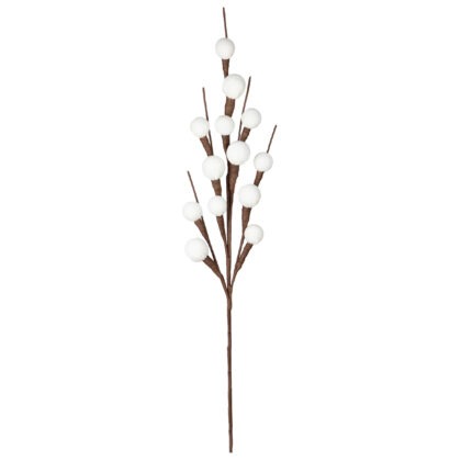 HASTE BOLINHAS VELUDO BRANCO X 13 - ALT 70 CM (CF1190)
