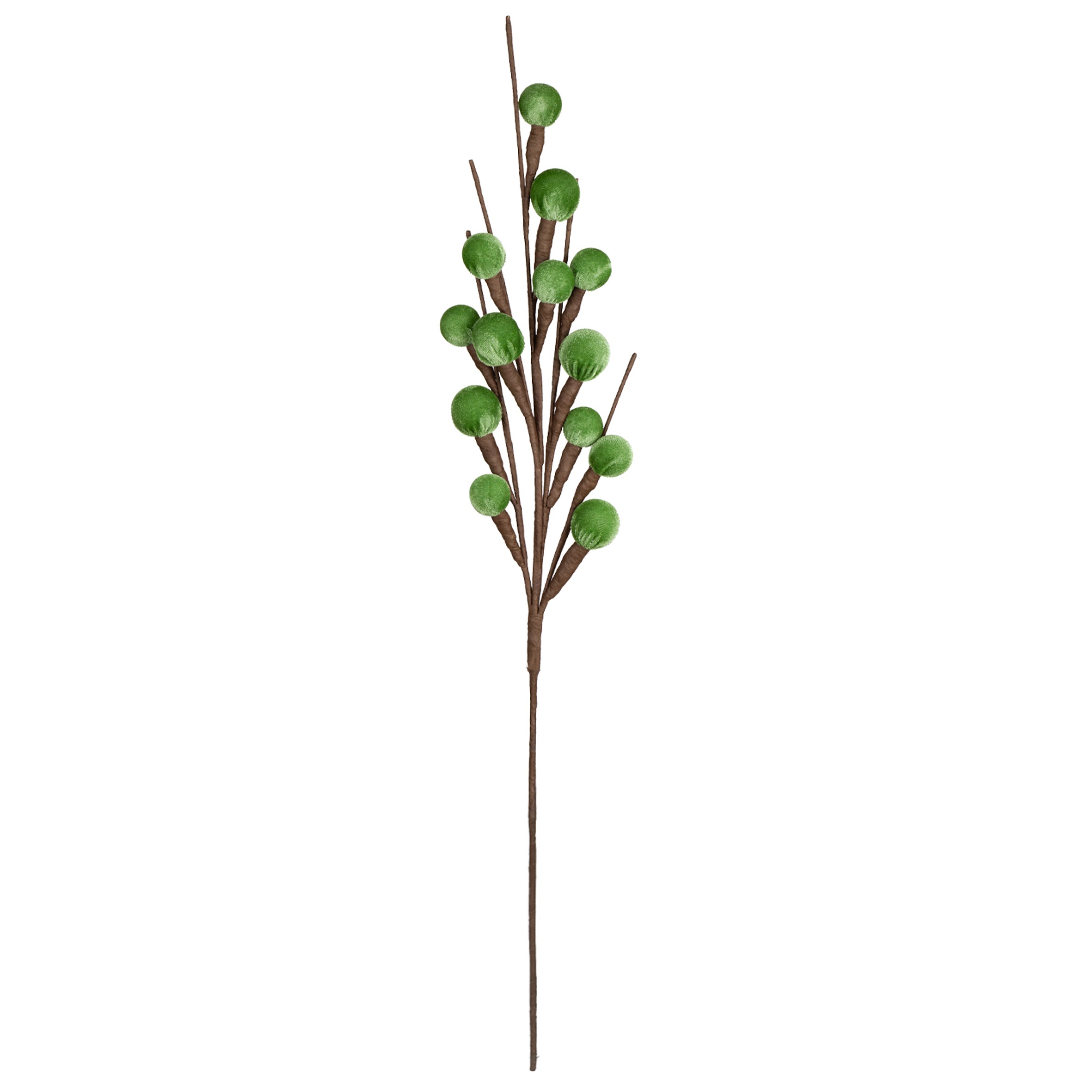 HASTE BOLINHAS VELUDO VERDE X 13 - ALT 70 CM (CF1191)