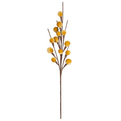 HASTE BOLINHAS VELUDO MOSTARDA X 13 - ALT 70 CM (CF1193)