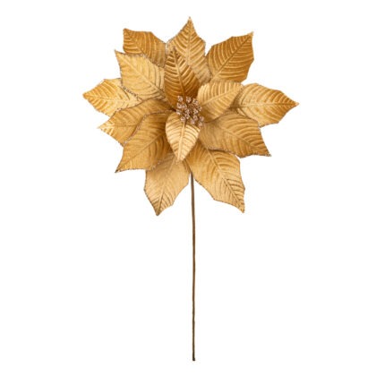 POINSETIA VELUDO MOSTARDA X 12 - ALT 45 X DIAM 31 CM (CF1313)