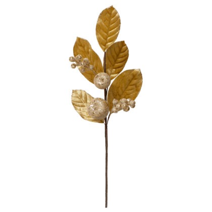 HASTE FOLHAGEM COM BOLINHAS MOSTARDA - ALT 60 CM (CF1325)