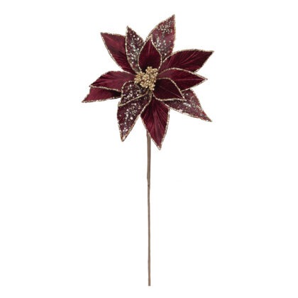 POINSETIA VELUDO VINHO COM GLITTER X 13 - ALT 45 X DIAM 29 CM (CF1336)