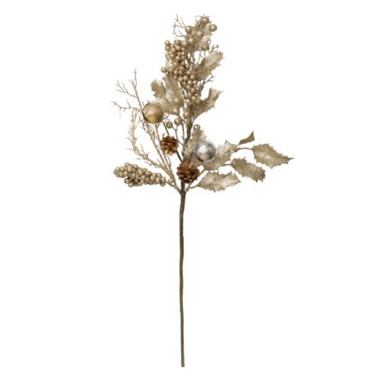 HASTE NATALINA COM PINHA E BOLINHAS - ALT 60 CM (CF1357)