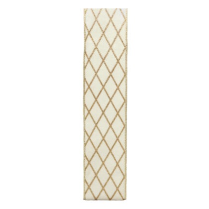 FITA NATALINA BRANCA COM LISTRA DOURADA - COMP 9,14 M X LARG 6,3 CM (CR0525)