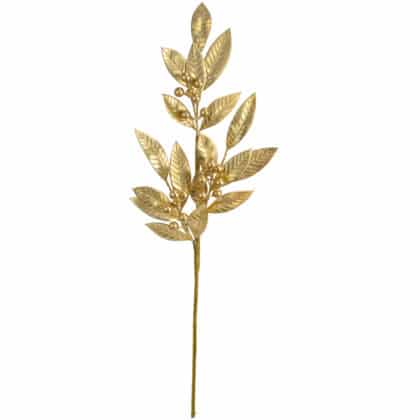HASTE FOLHAGEM DOURADA COM BOLINHAS - ALT 60 CM (CF1369)